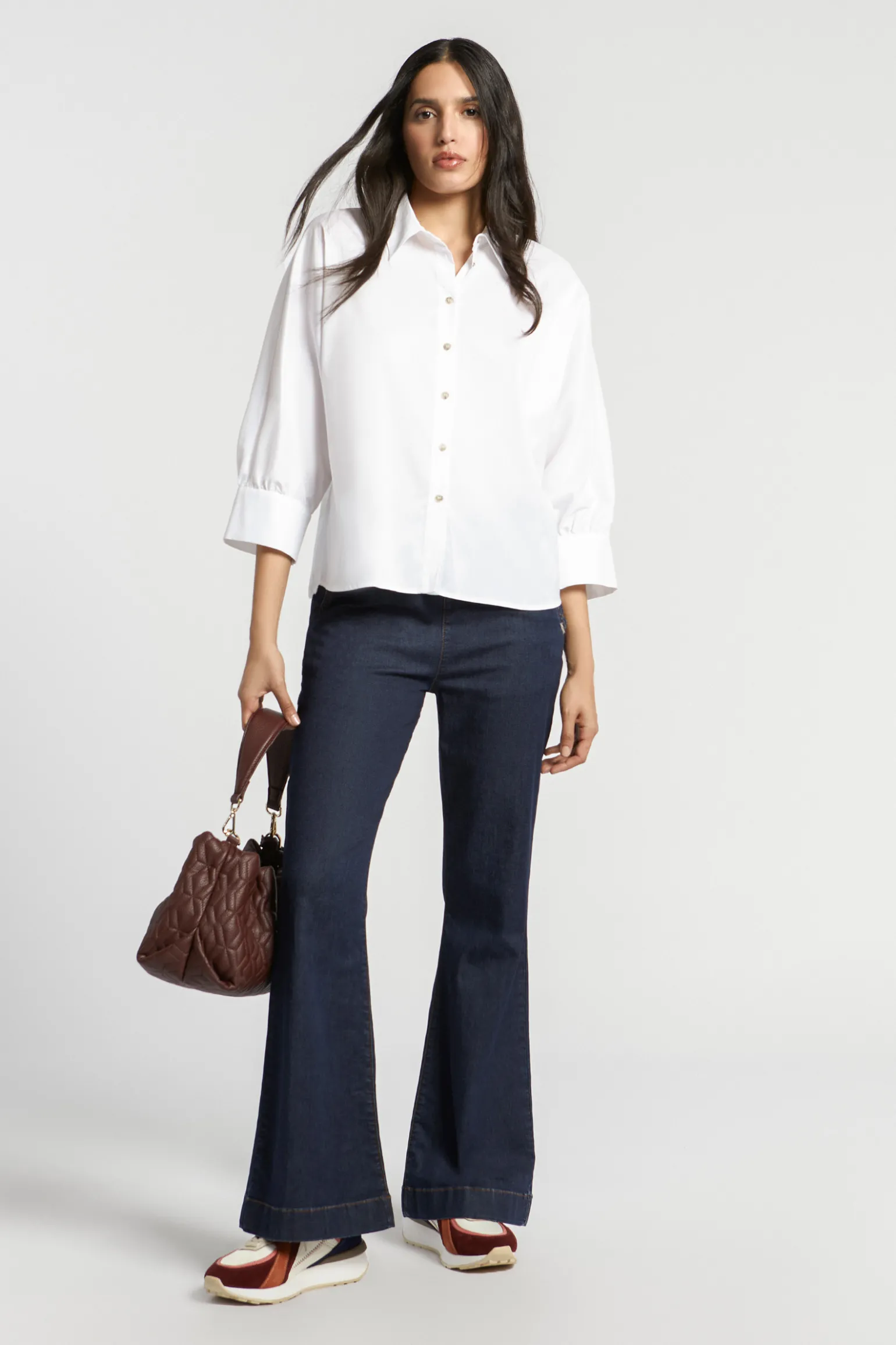 Volumineuze blouse met hemdkraag