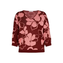 Volumineuze pull met bloemenprint
