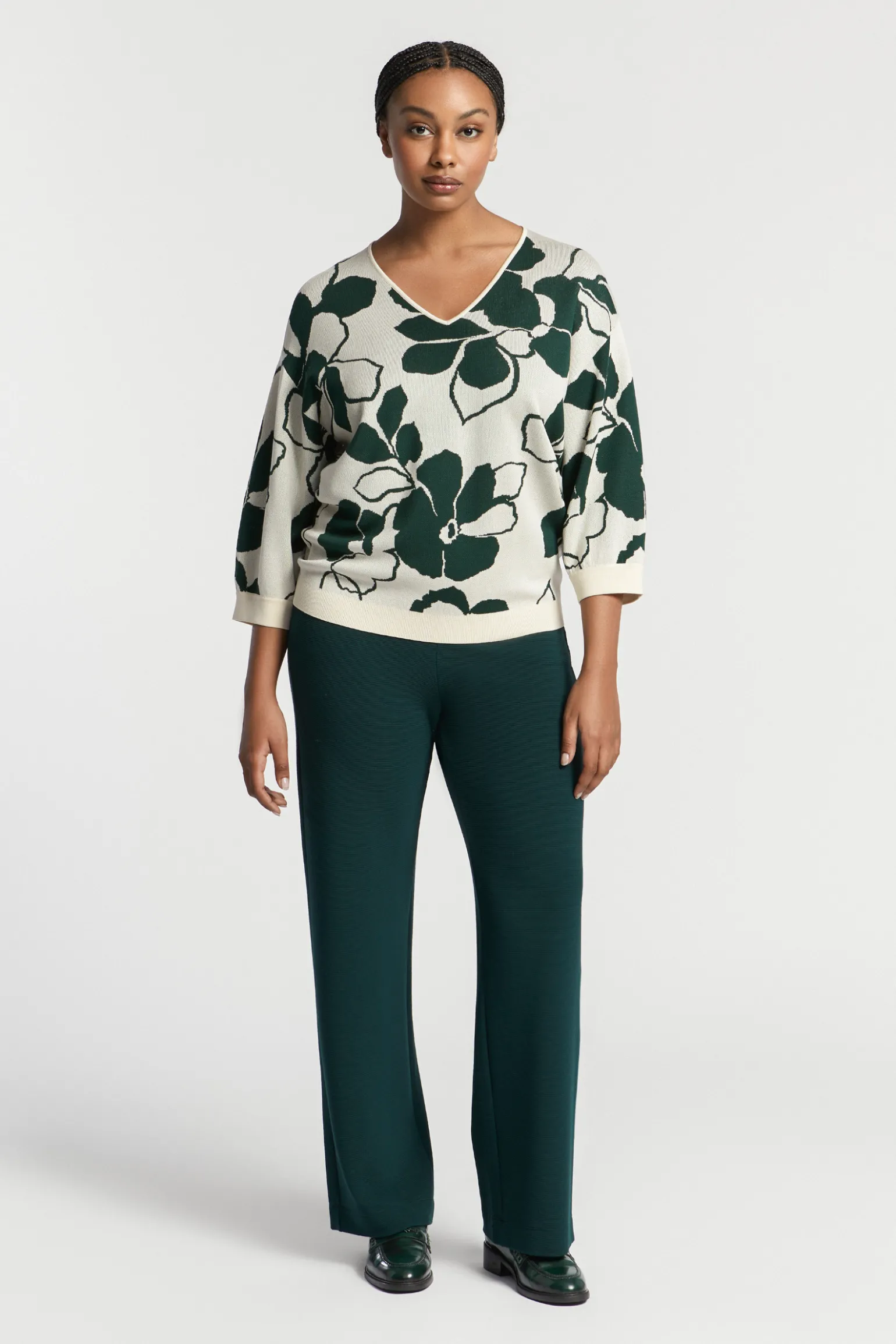 Volumineuze pull met bloemenprint