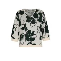 Volumineuze pull met bloemenprint