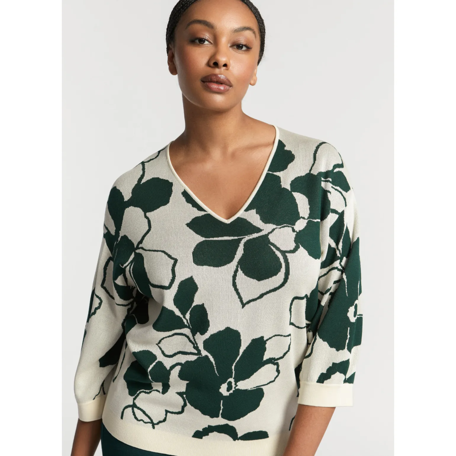 Volumineuze pull met bloemenprint
