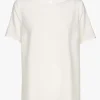 Wit zijden T-shirt met korte mouwen