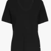 Zwart T-shirt met V-hals en korte mouwen