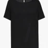 Zwart zijden T-shirt met korte mouwen