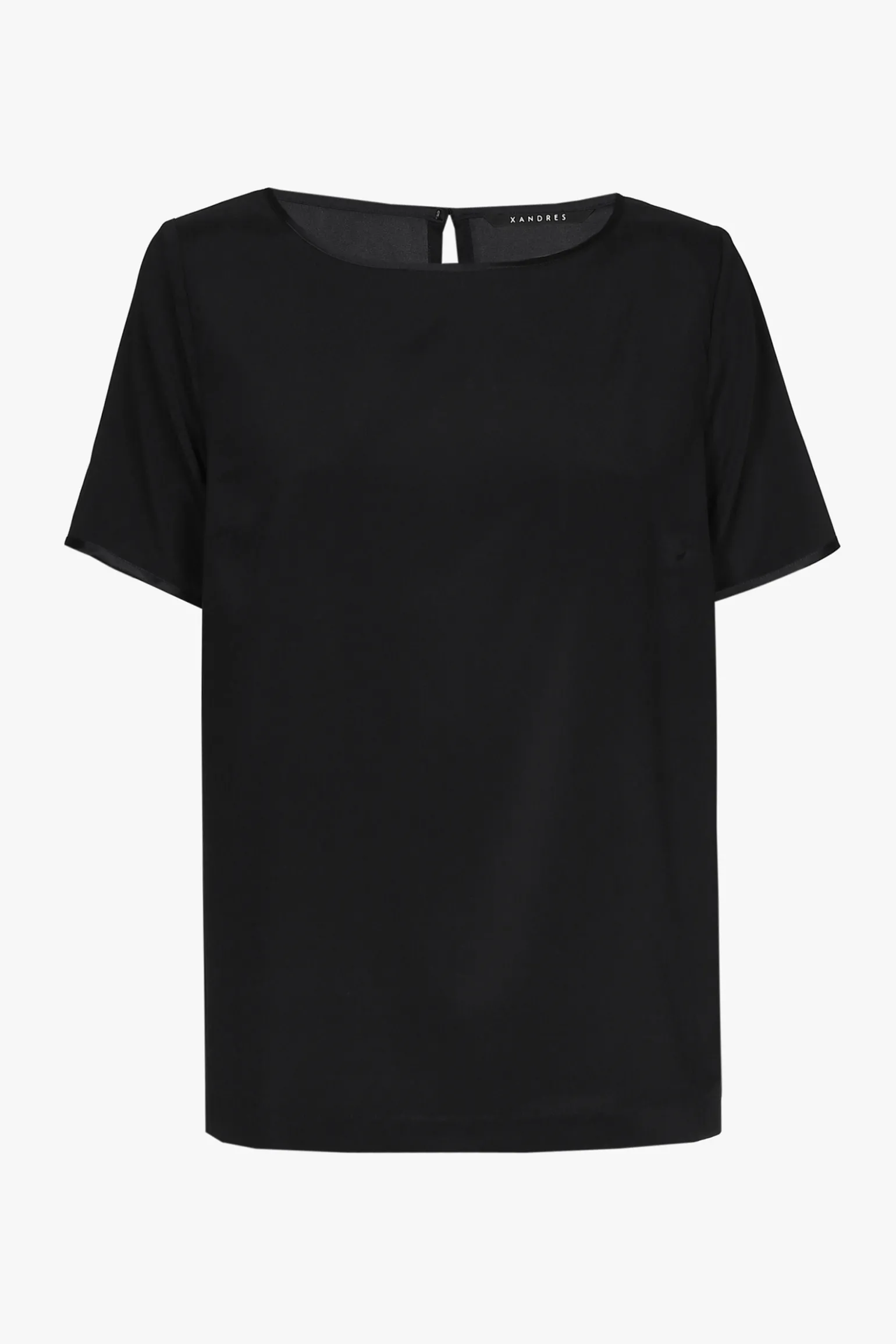 Zwart zijden T-shirt met korte mouwen