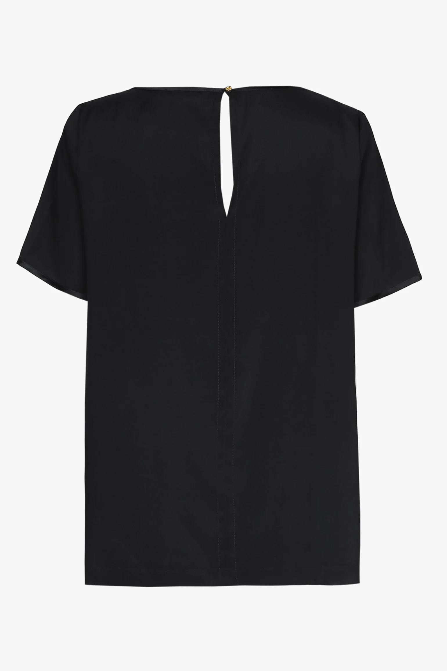 Zwart zijden T-shirt met korte mouwen