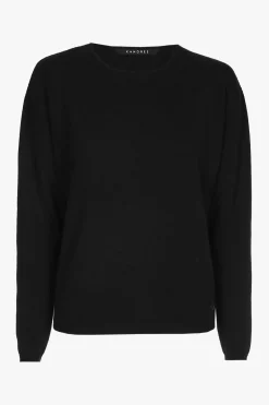 Zwarte cashmere pull met ronde hals